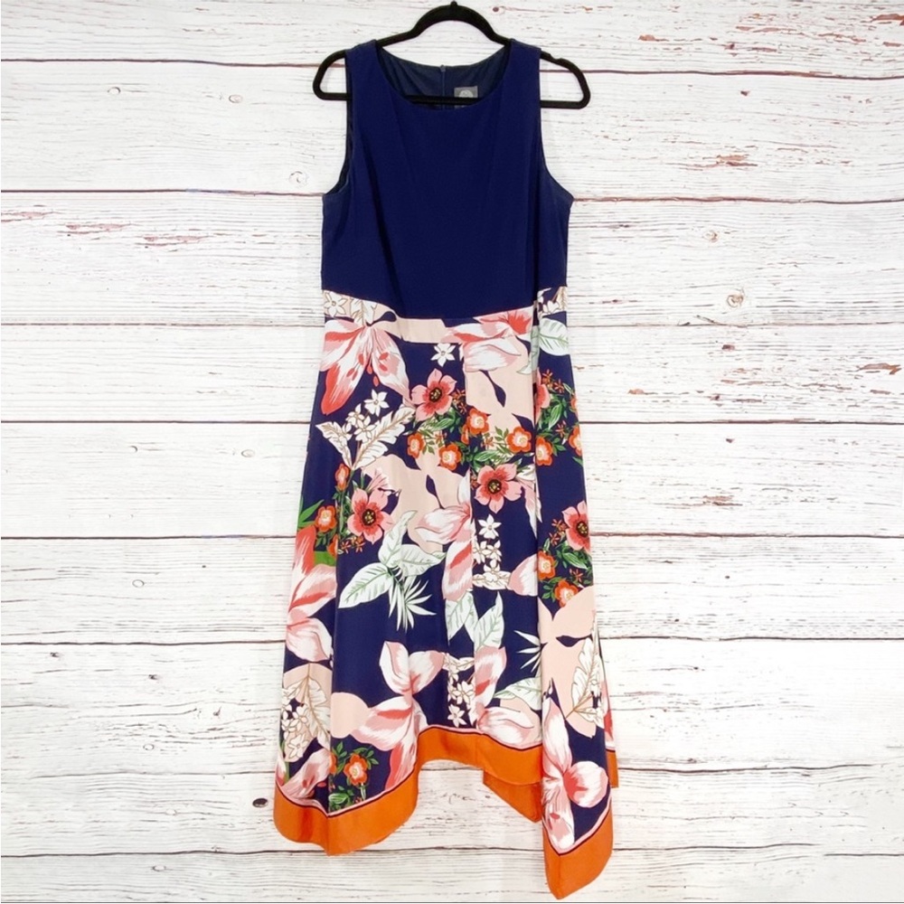 Vince Camuto handkerchief hem sleeveless midi dress - Picture 3 of 14